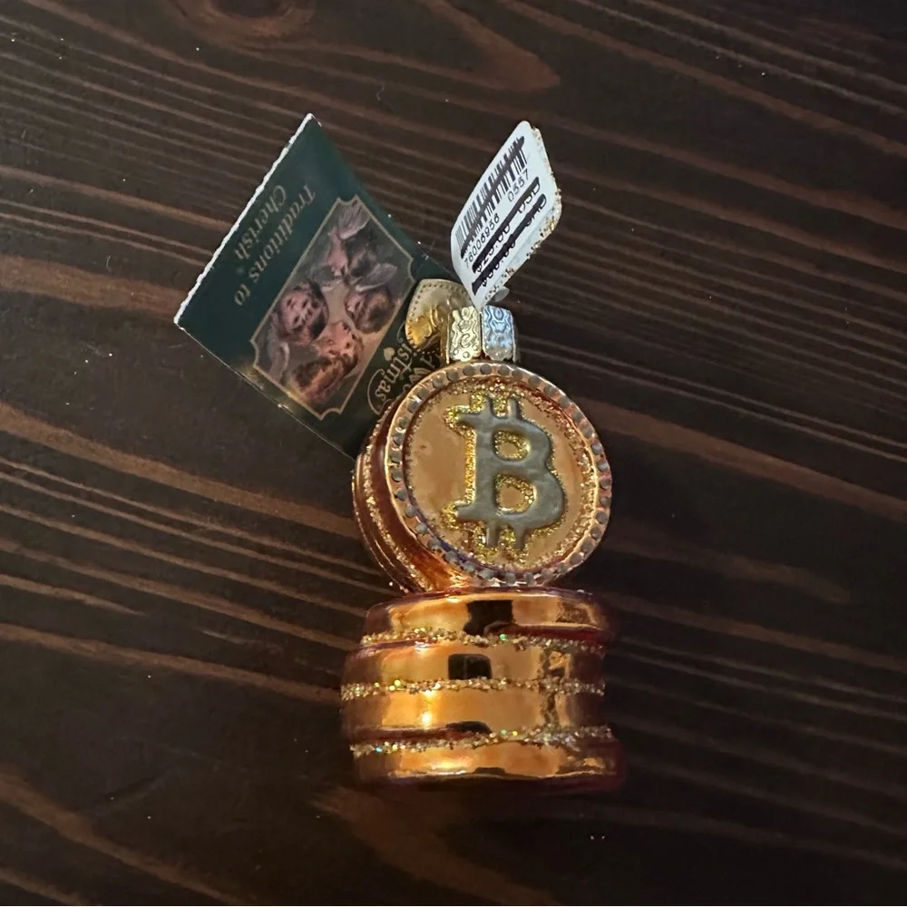 Urban Outfitters Bitcoin Old World Christmas Blown Glass Christmas Ornament